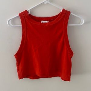 red high neck crop top